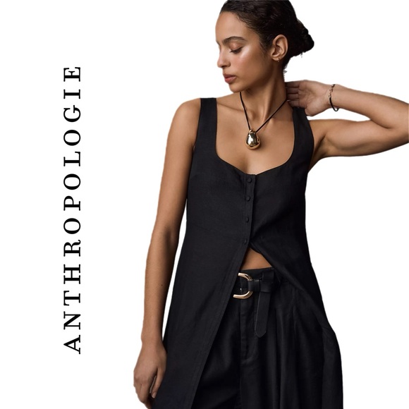 Anthropologie Sleeveless Flyaway Linen Tunic Vest - Picture 1 of 9